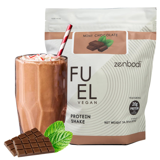 Zenbodi Fuel Mint Chocolate protein powder can for on-the-go plant-based fuel