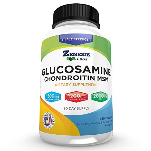 Zenesis Labs Glucosamine sulfate Chondroitin MSM bottle with capsules for joint support and daily mobility