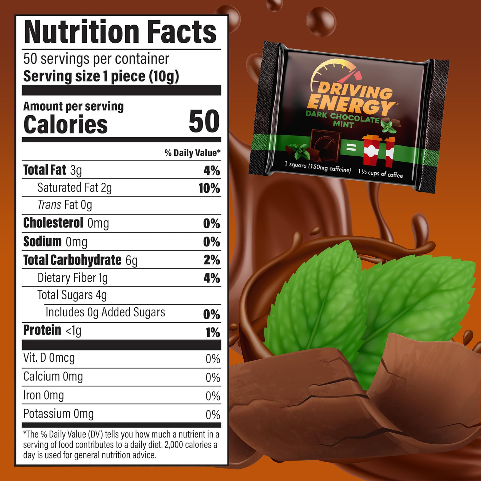 ZenEvo energy bite close-up showing semisweet chocolate and mint flavor for quick energy.