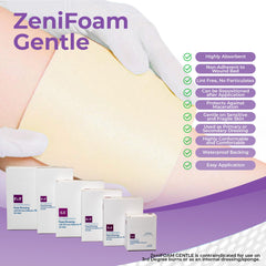 Zeni Medical ZeniFoam Gentle silicone adhesive foam with non-stick surface for gentle changes.