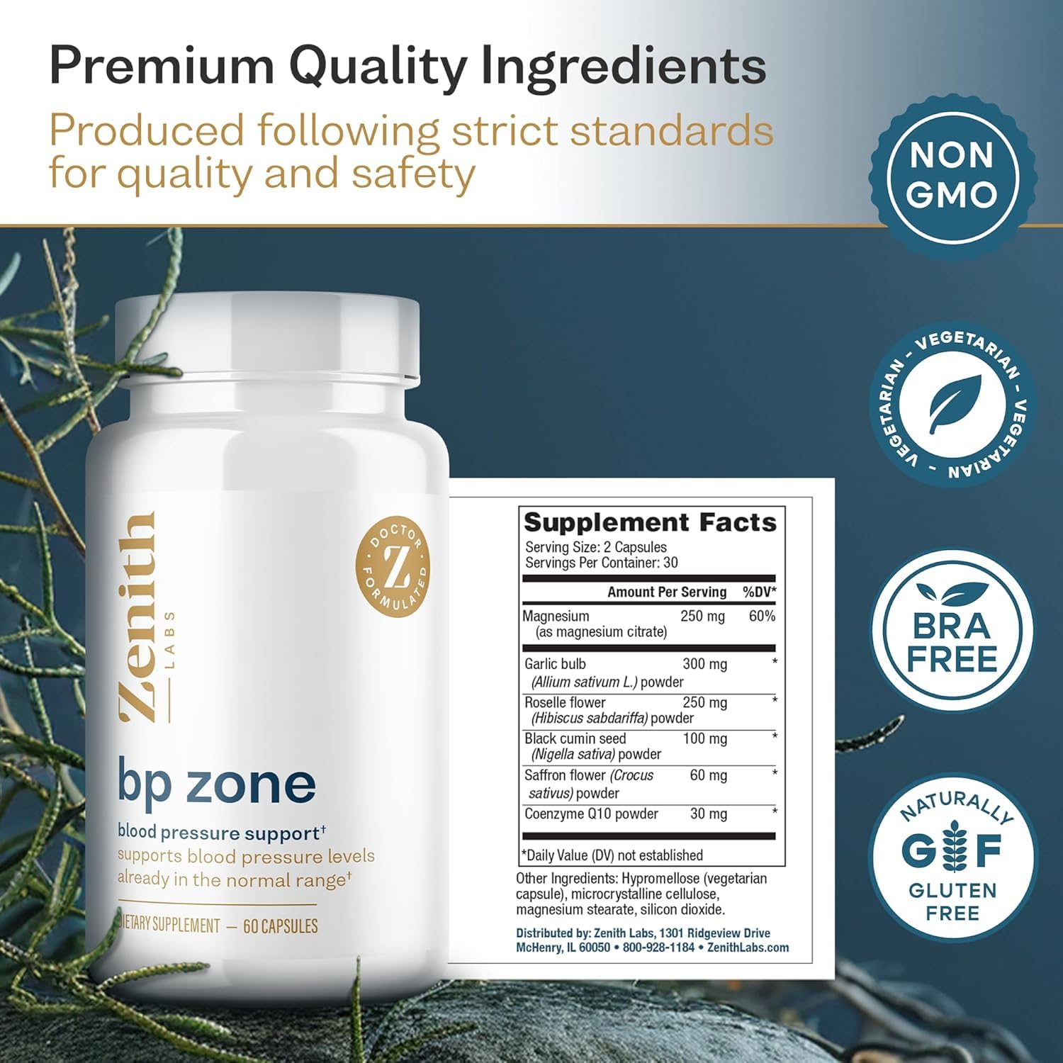 Zenith Labs BP Zone saffron crocus ingredient highlight suggesting vitality benefits.