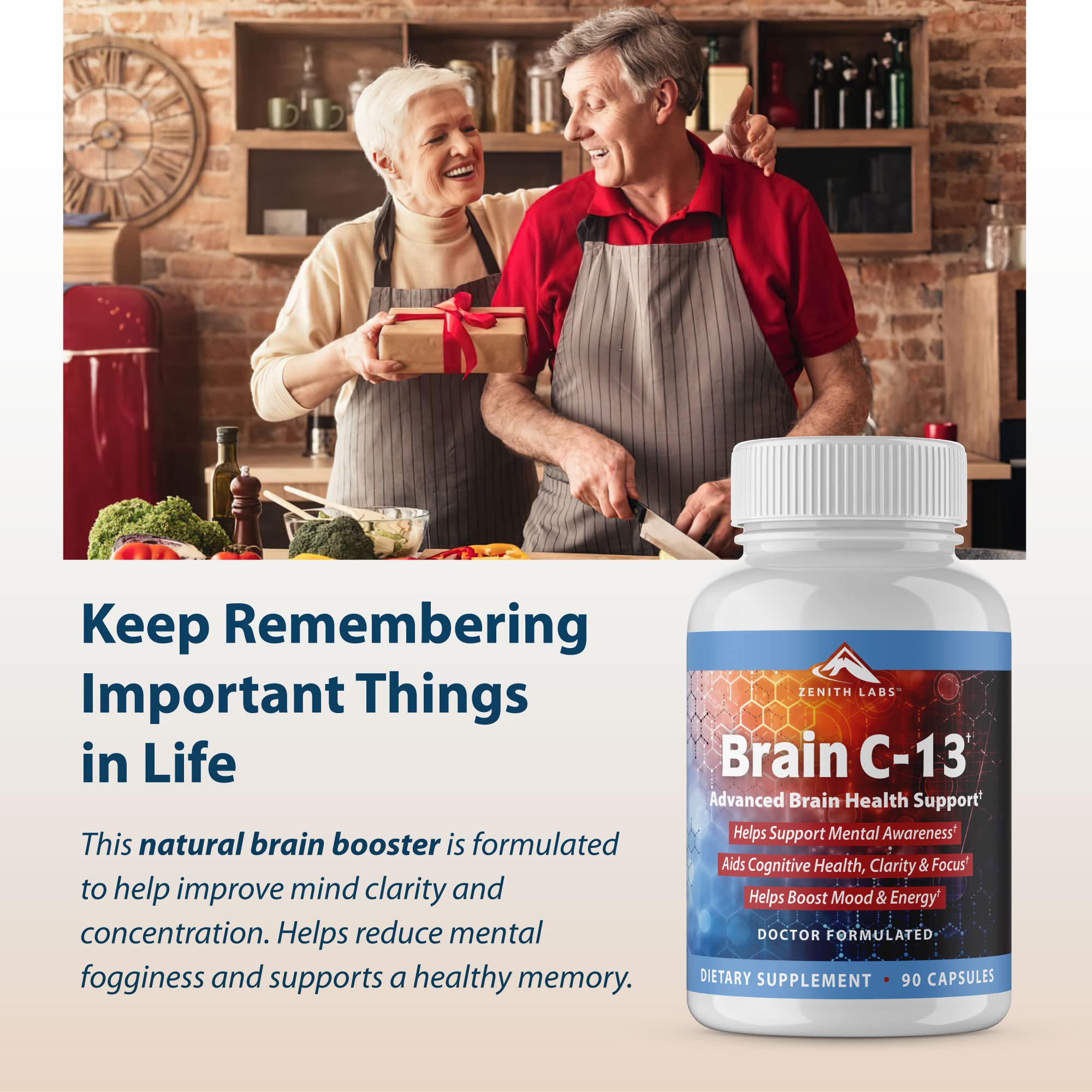 Zenith Labs Brain C-13 memory support concept with reminders and notes