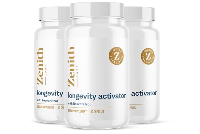 Zenith Labs Longevity Activator bottle highlighting immune support and memory health.