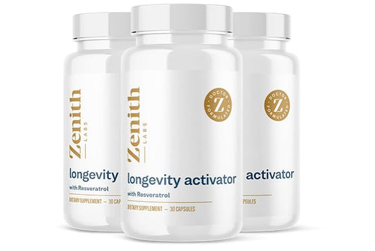 Zenith Labs Longevity Activator bottle highlighting immune support and memory health.