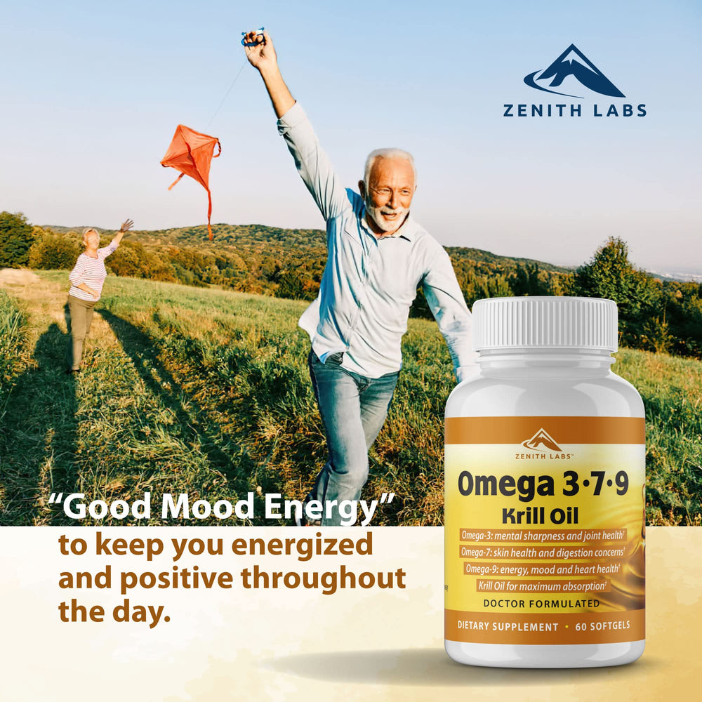 Zenith Labs Omega 379 label closeup shows blend and serving.