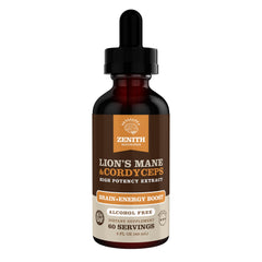 Zenith Nootropics Lions Mane Cordyceps front label for quick verification