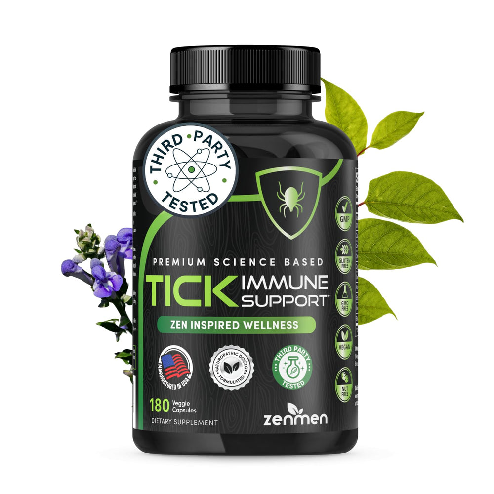 Zenmen Daily Tick Guard bottle front view highlights outdoor immune support.
