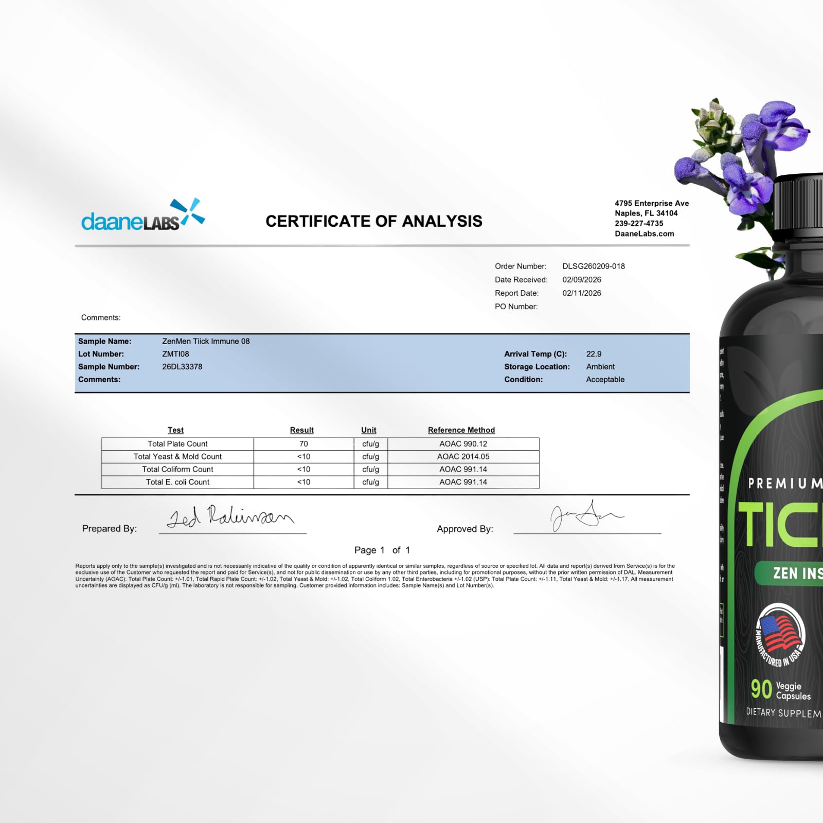 ZenMen Tick Immune Support display of 90 capsules for mindful dosing.