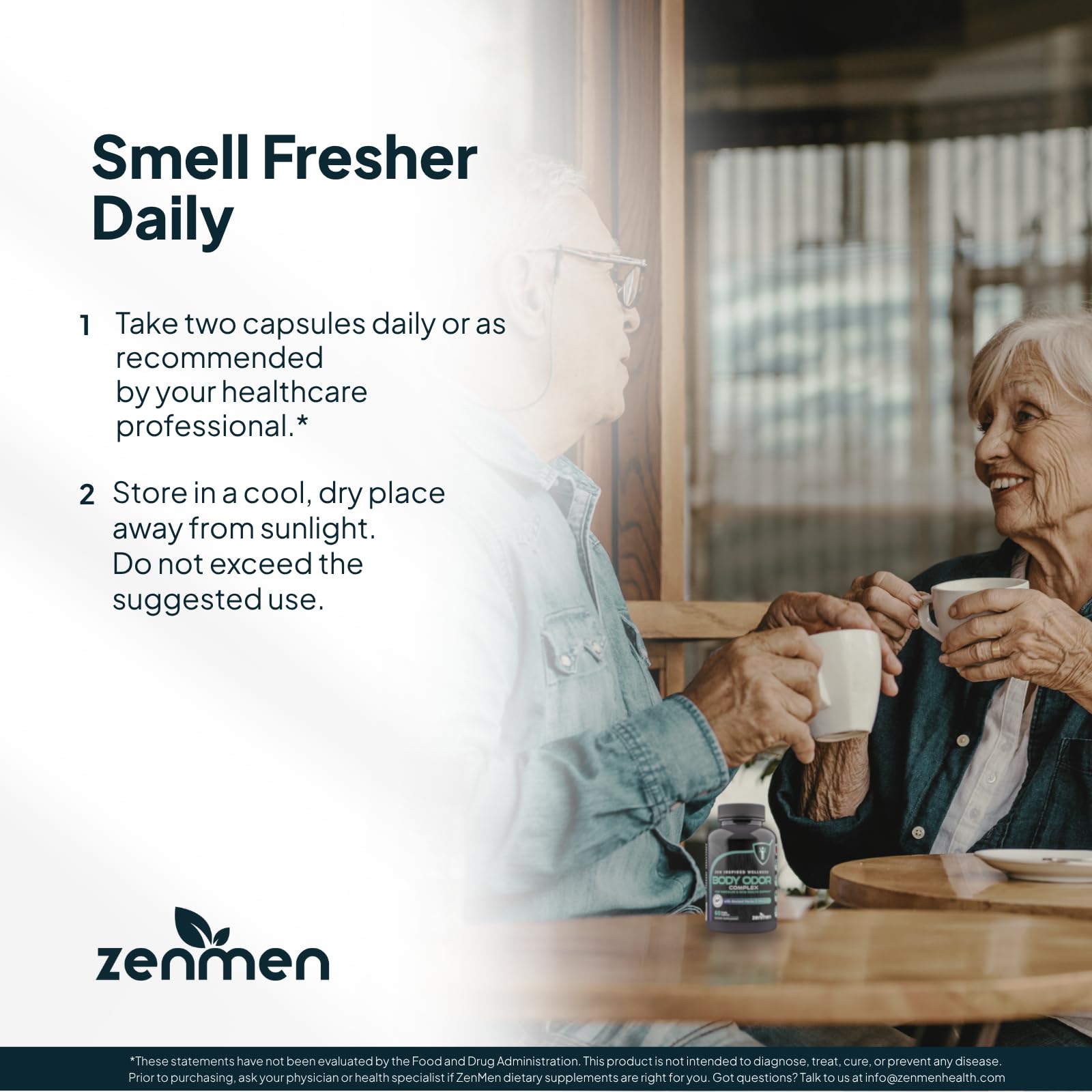 Zenmen vegan capsules arranged for daily odor support.