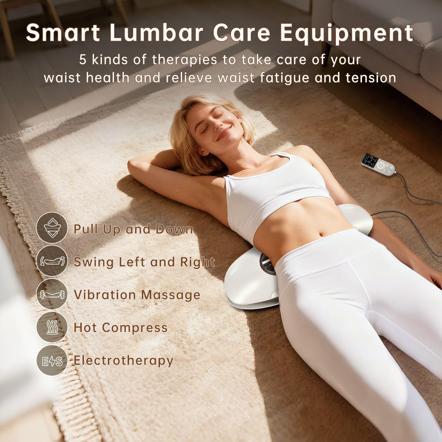 Zenopax lumbar massager remote control in action for easy operation