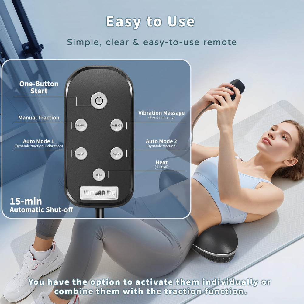 Zenopax lumbar traction device adjustable heat levels catering to comfort.