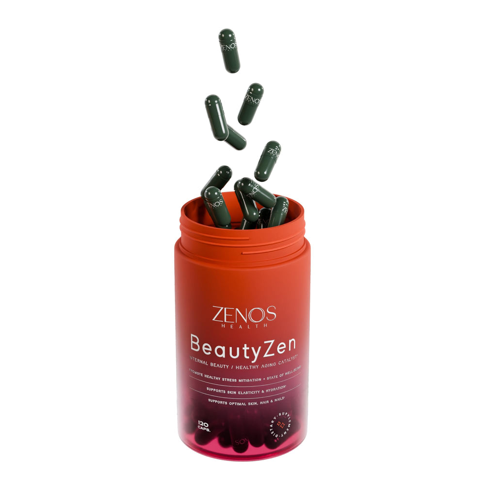 Zenos Health BeautyZen packaging box with clear label and serving information.