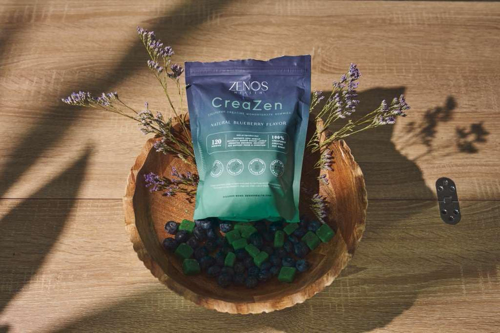 Four-gummies serving demonstrates dosing for consistent daily intake of Zenos Health CreaZen.
