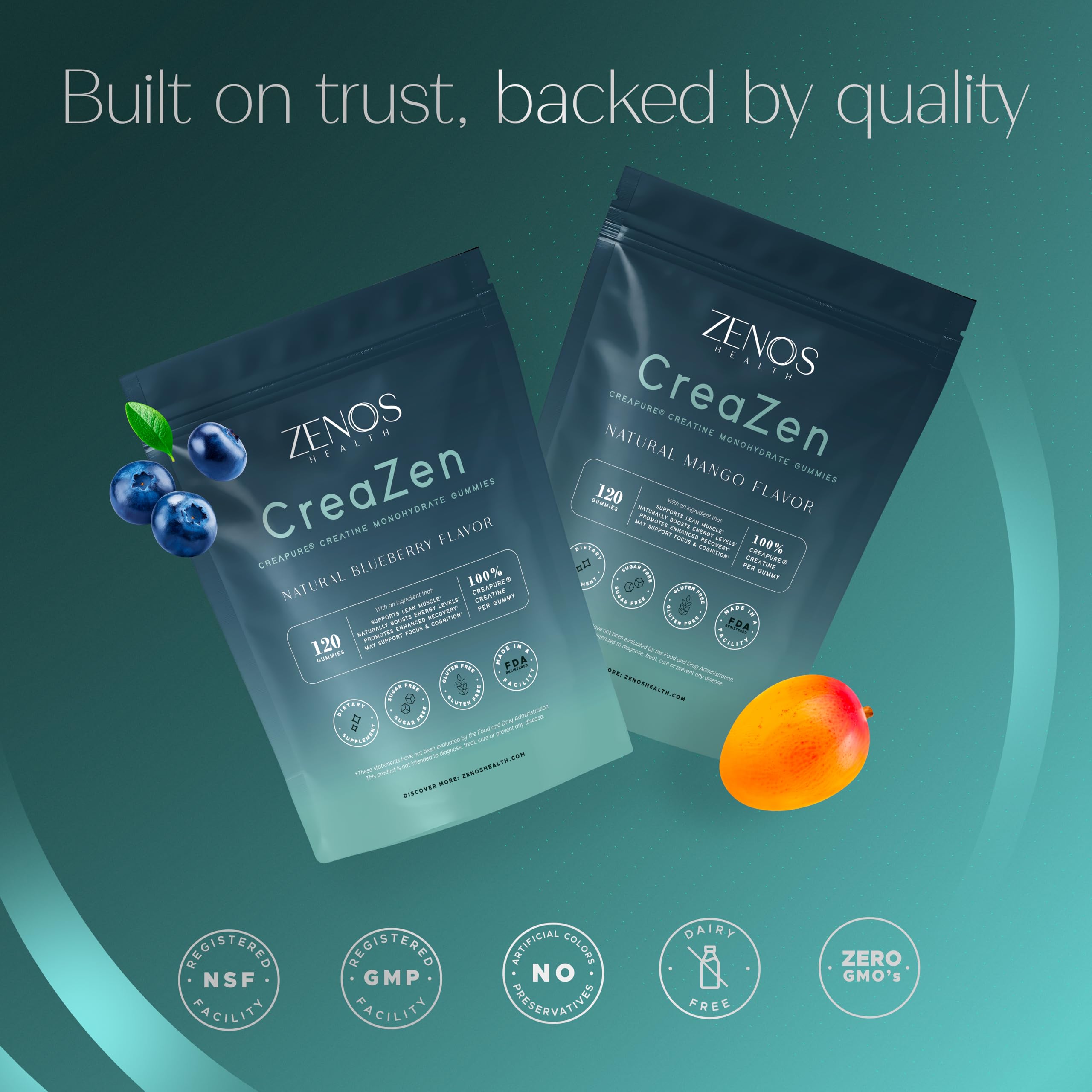 Label close-up shows natural flavors in Zenos Health CreaZen.