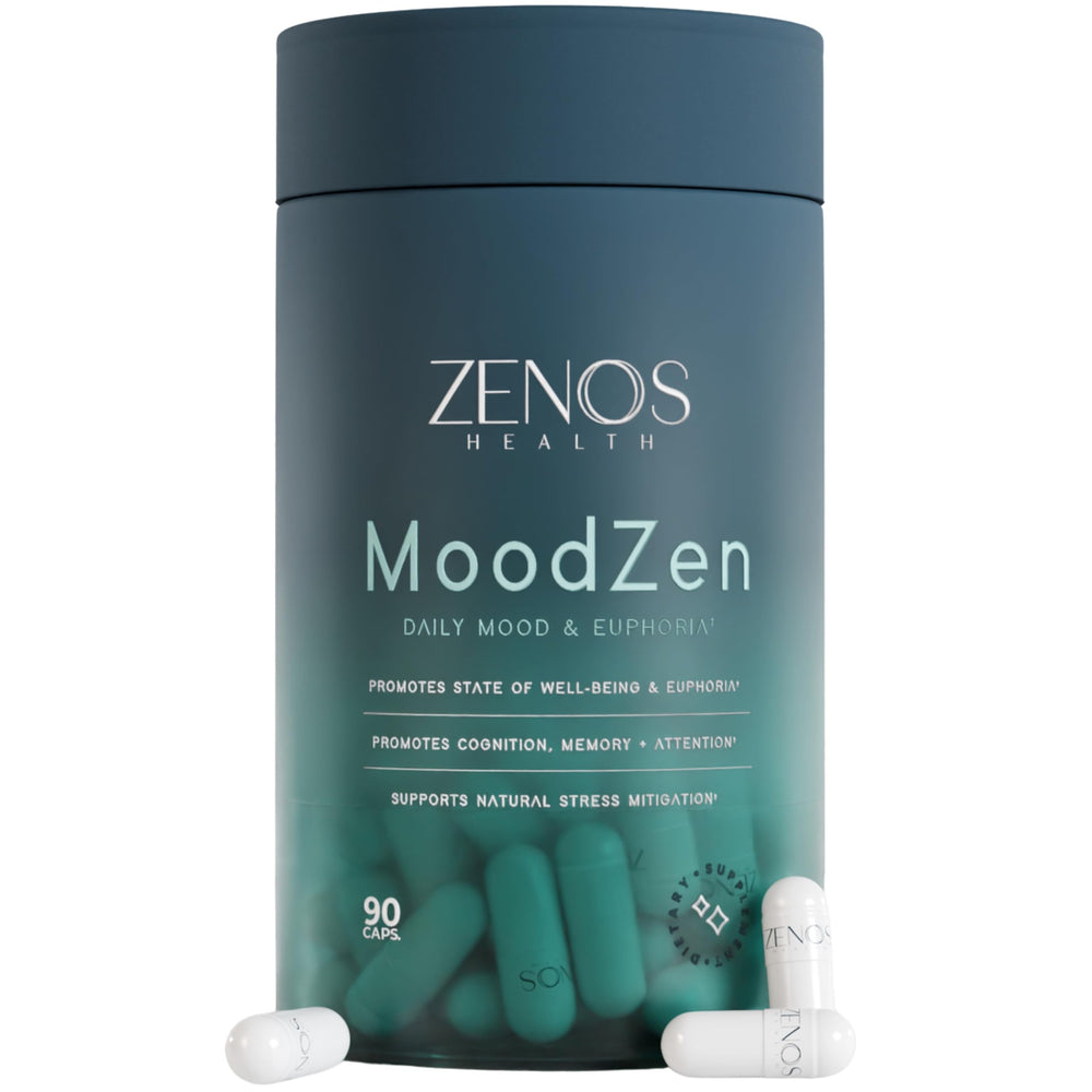 Zenos Health MoodZen bottle front for daily mood support.