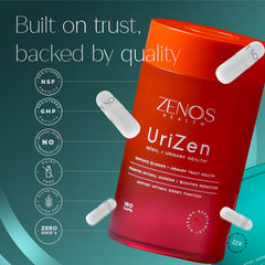 Zenos Health UriZen astragin ingredient closeup emphasizing research-backed formula.
