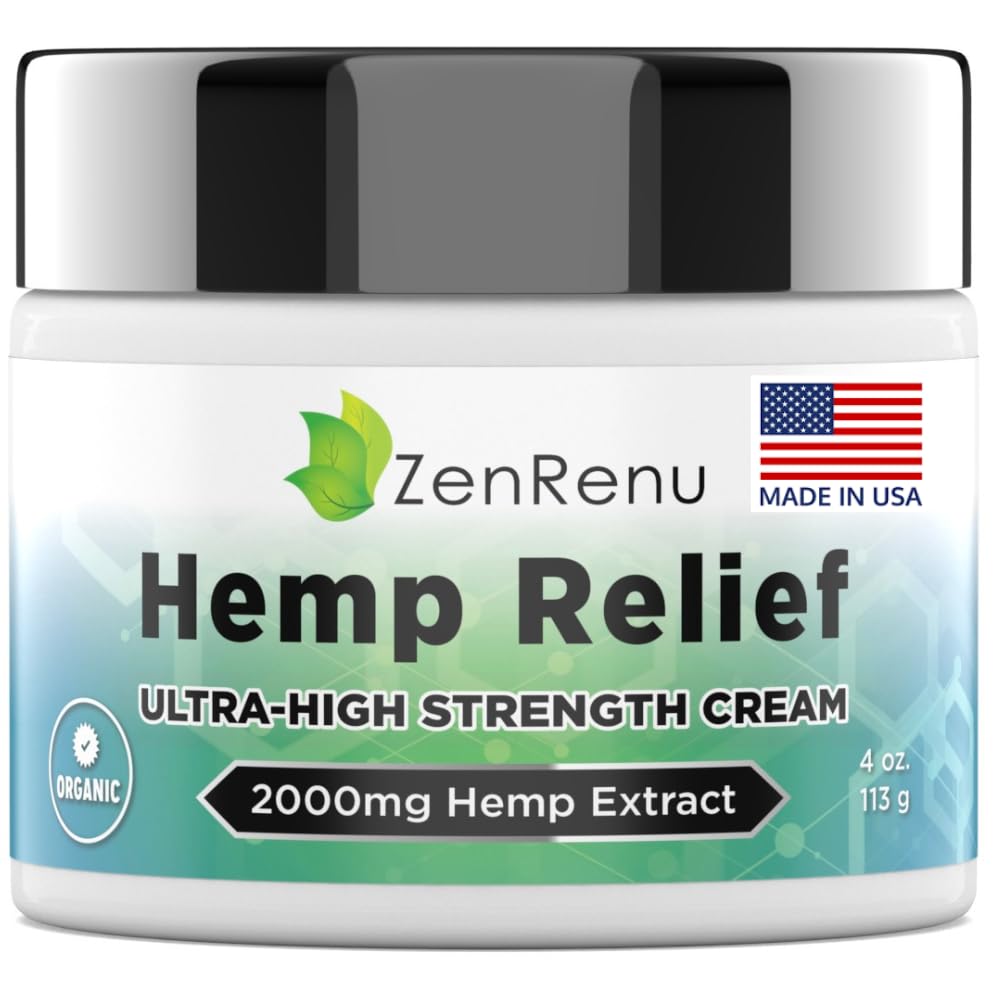 ZenRenu Hemp Cream Maximum Strength bottle for targeted muscle comfort