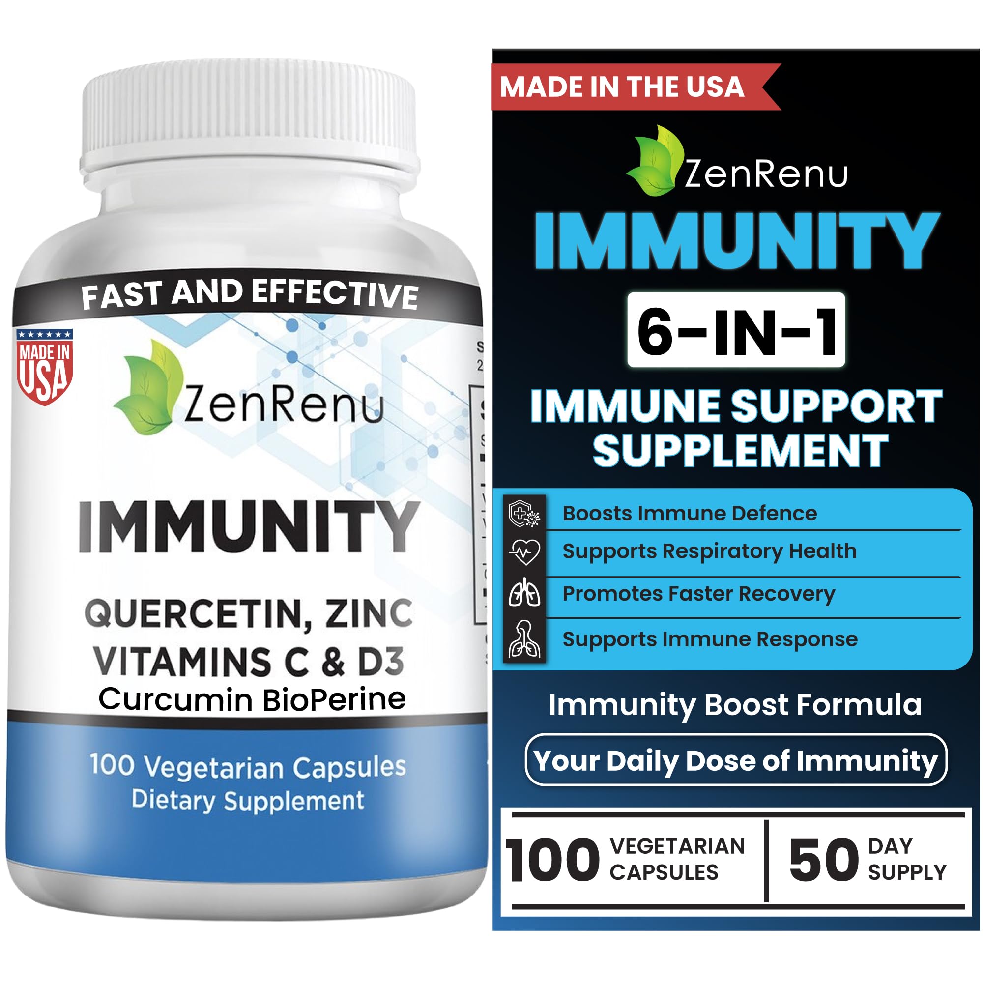Zenrenu Immunity Quercetin bottle pour for daily immune support