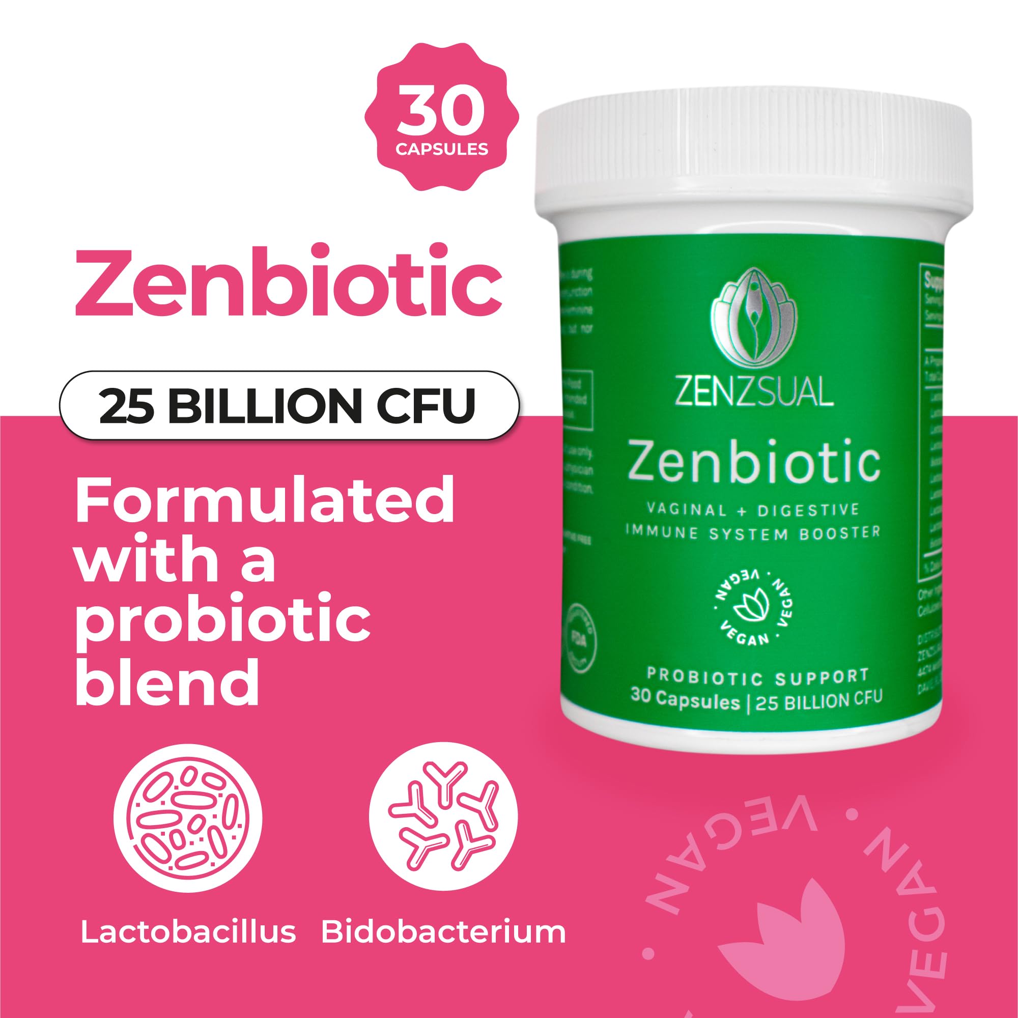 ZENZSUAL Zenbiotic woman using the product for gut and urinary comfort