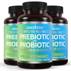 Zentastic Probiotics bottle front view for daily gut support.