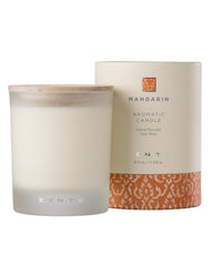 Zents Mandarin-Ginger-Vanilla candle in frosted jar for uplifting ambiance.