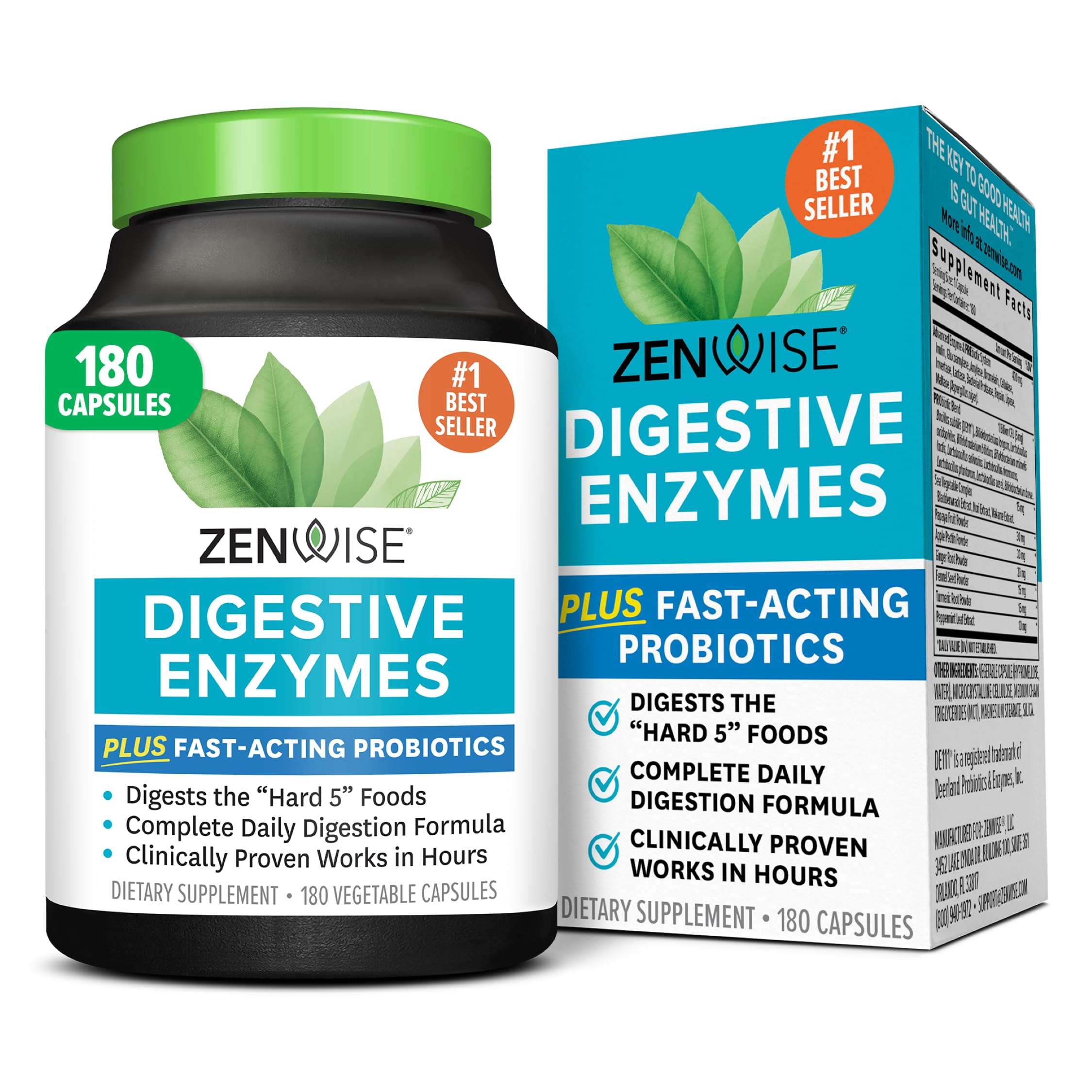 Zenwise Health Digestive Enzymes bottle pour for quick, convenient daily digestion.
