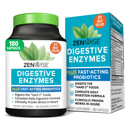 Zenwise Health Digestive Enzymes bottle pour for quick, convenient daily digestion.