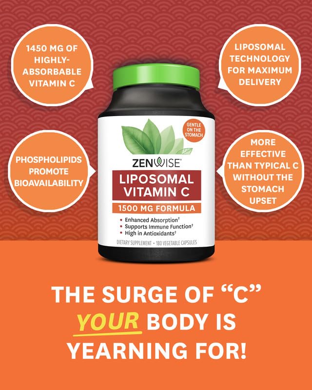 Zenwise Health Vitamin C label detail emphasizes clean, non-GMO formulation.