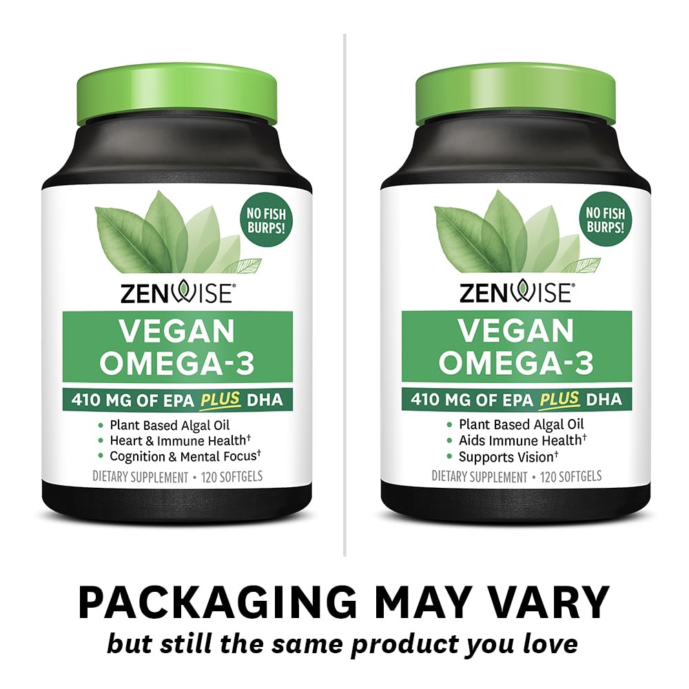 Sustainably sourced marine algae icon emphasizes eco-friendly omega-3 option.