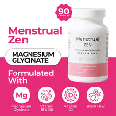 ZENZSUAL Menstrual Zen capsules close-up showing convenient symptom relief