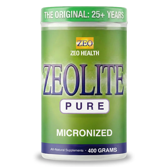 Zeo Health Zeolite Pure bottle on a clean counter for daily detox support