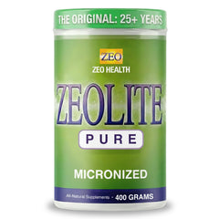 Zeo Health Zeolite Pure bottle on a clean counter for daily detox support