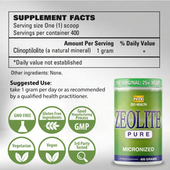 Zeo Health Zeolite Pure label close-up showing the product name