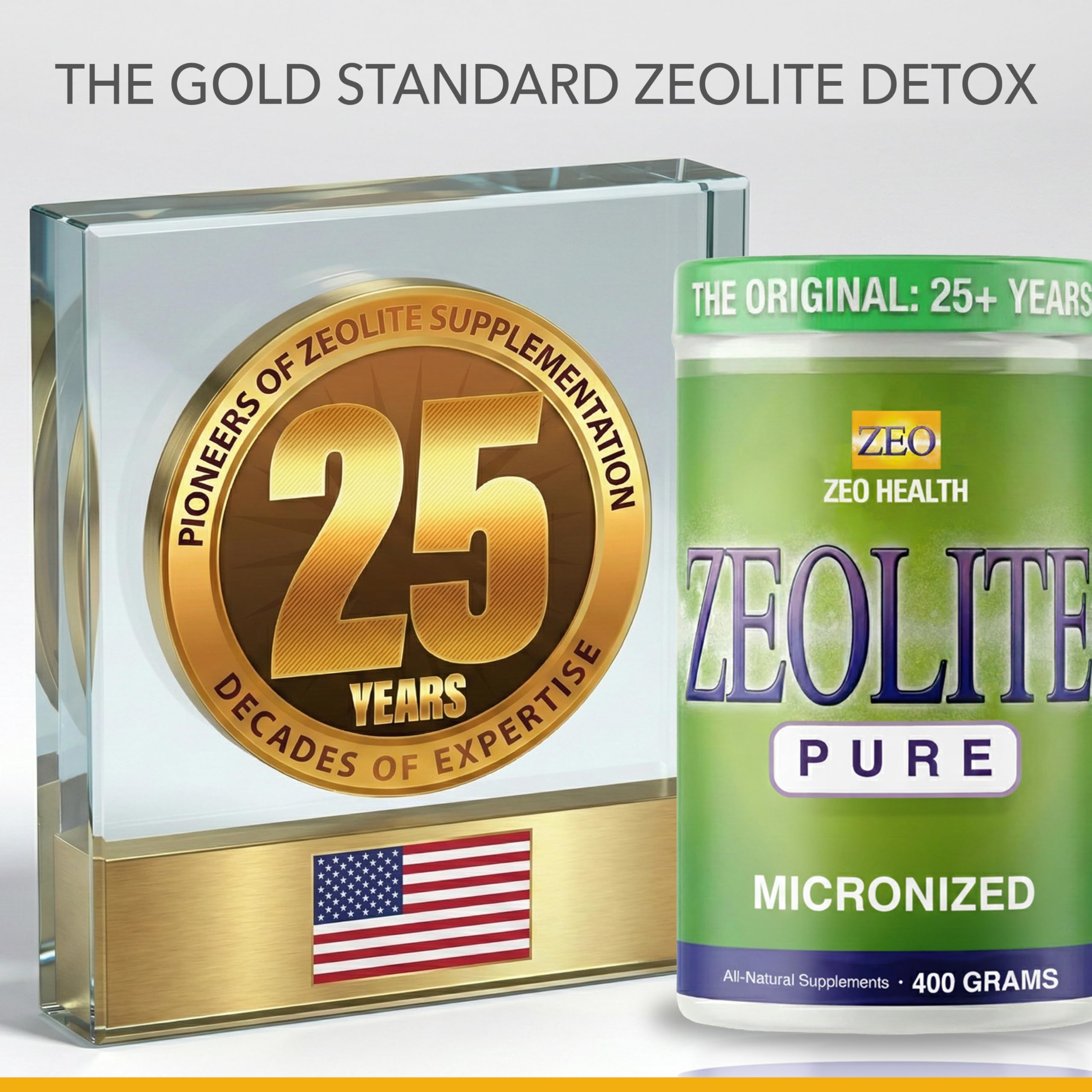 Zeo Health Zeolite Pure packaging box displayed on a shelf