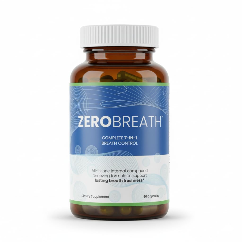ZEROBREATH 7-in-1 bottle-front view with capsules for daily confidence in conversations