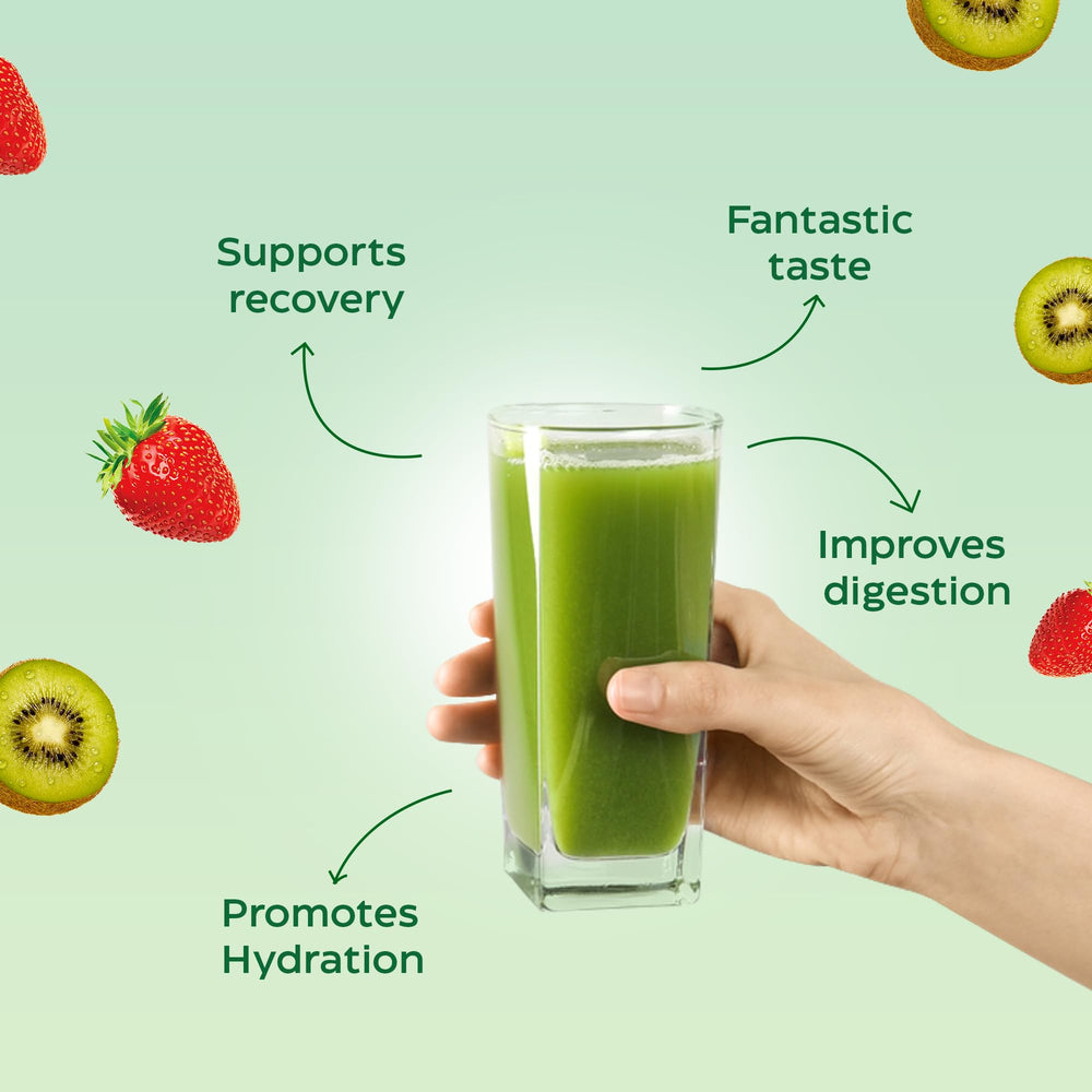ZES Nutrition Greens + Electrolytes glass shows a vibrant, refreshing hydration moment.