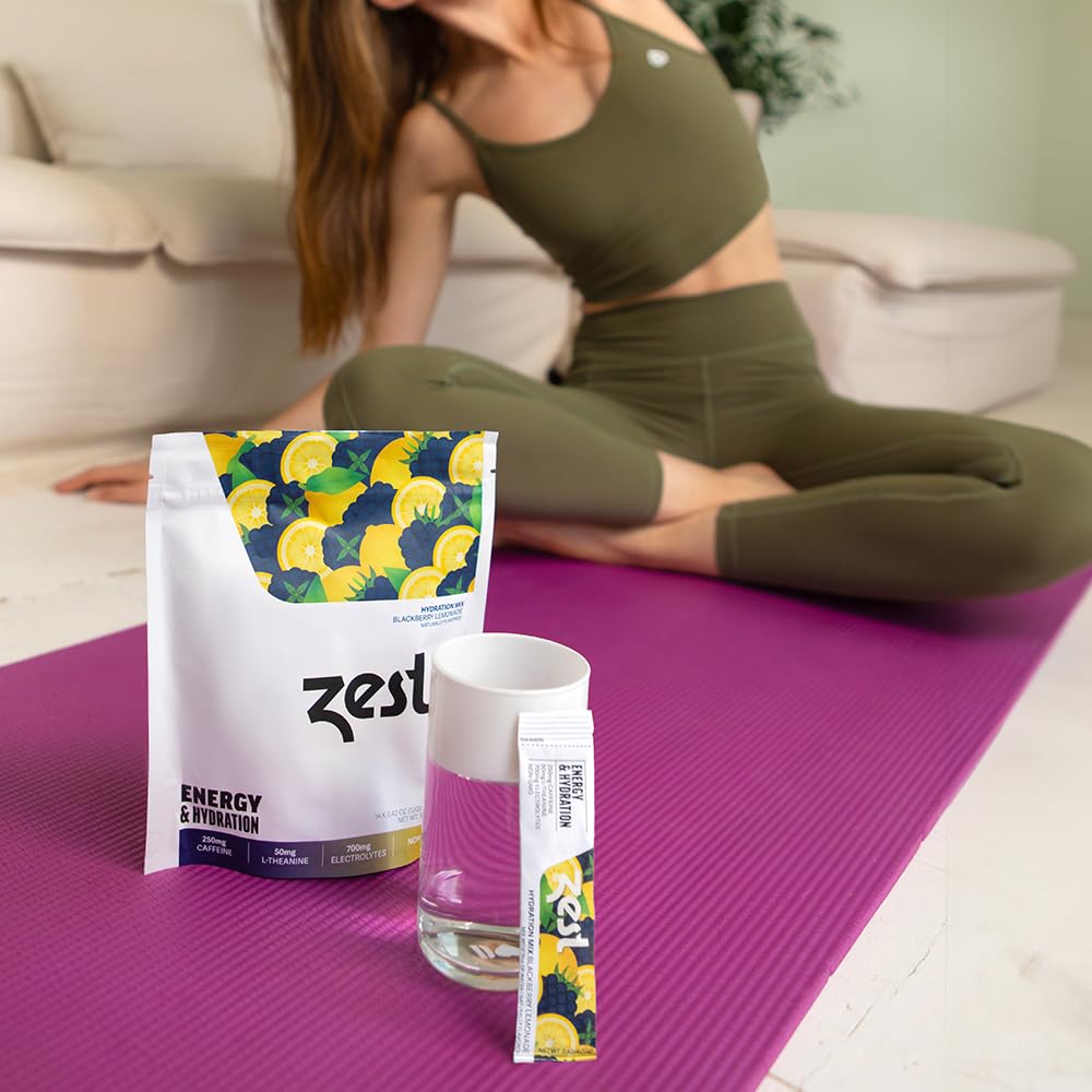 ZEST nutritionists-designed formula label emphasizing hydration and focus benefits.
