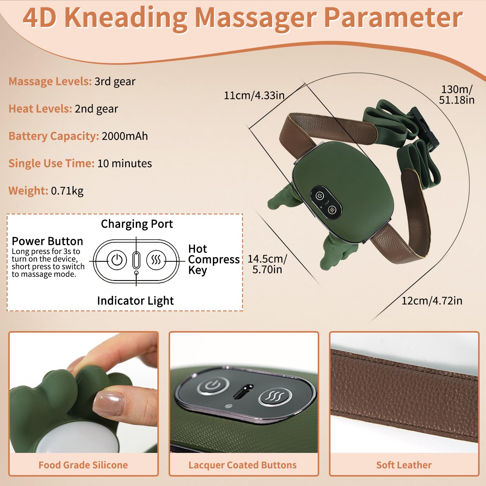 ZESTEFY green-colored neck massager designed for easy portability.