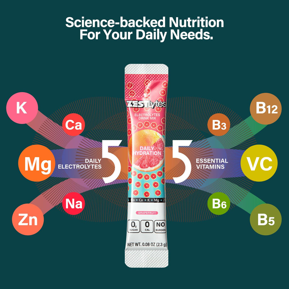 ZestLytes grapefruit drink in a glass highlights refreshing flavor.