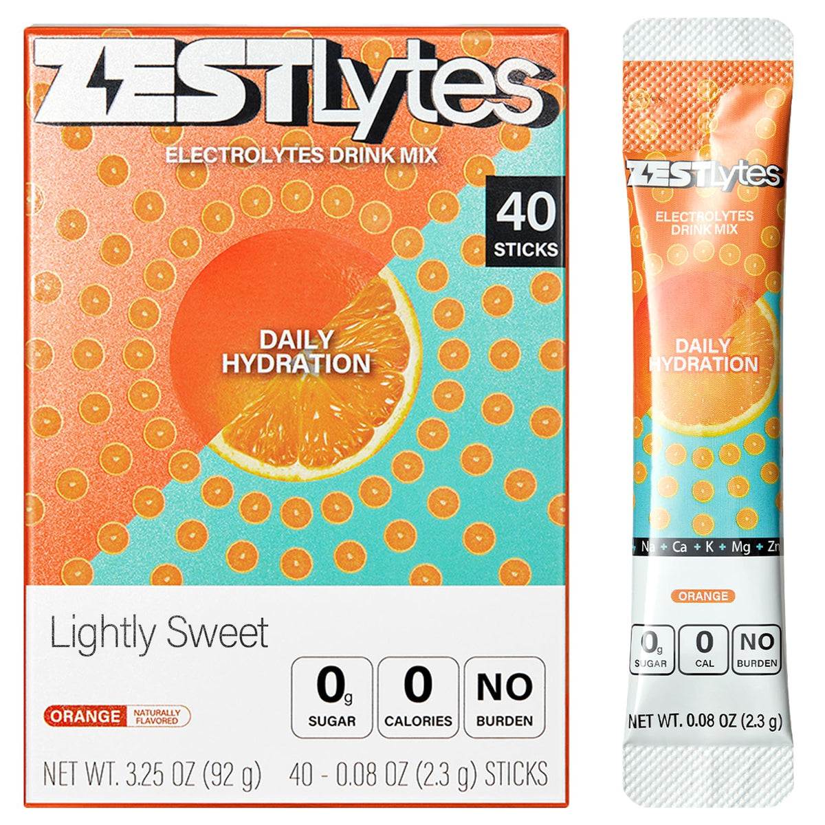 ZestLytes orange hydration packet dissolving for quick daily hydration.