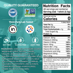 ZestLytes vegan, keto, non-GMO icons on packaging, highlighting clean ingredients.