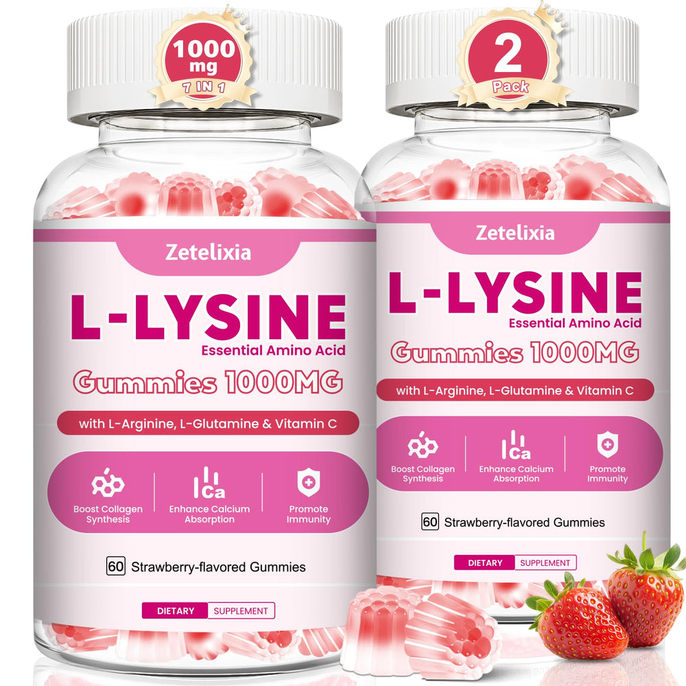 Zetelixia 2-pack lysine gummies bottle front for daily use