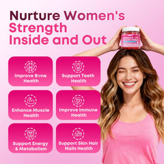 Zetelixia calcium gummies women pouring from bottle into a glass