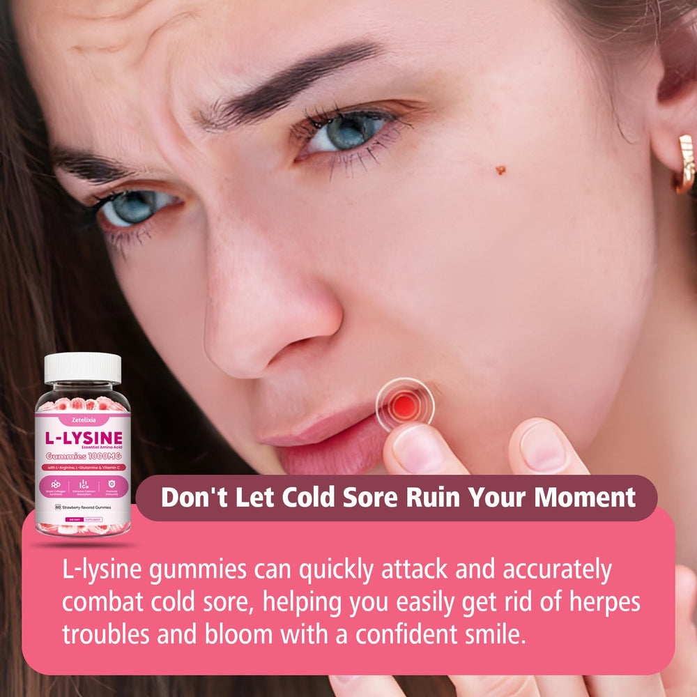 Zetelixia lysine gummies vitamins and minerals icons indicate synergy