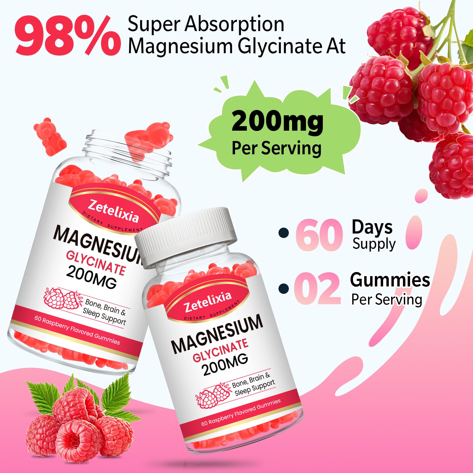 Zetelixia Raspberry flavored gummies package on kitchen counter