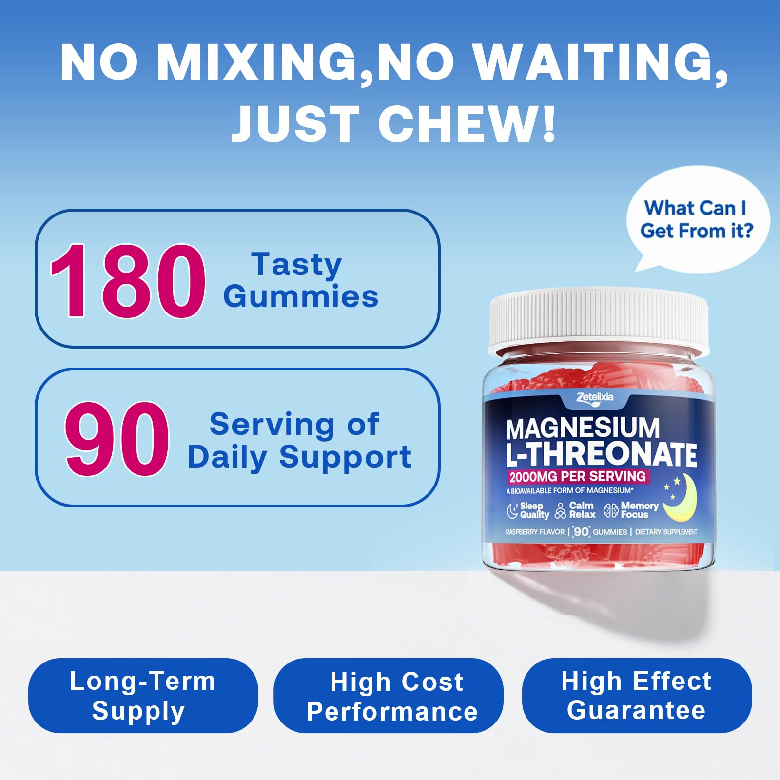 Zetelixia Mg Threonate Gummies kids-friendly packaging suggests family use.
