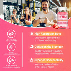Zetelixia vegan iron gummies pack 2 with daily use reminder