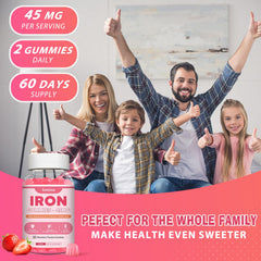 Zetelixia vegan iron gummies strawberry flavor imagery promoting taste