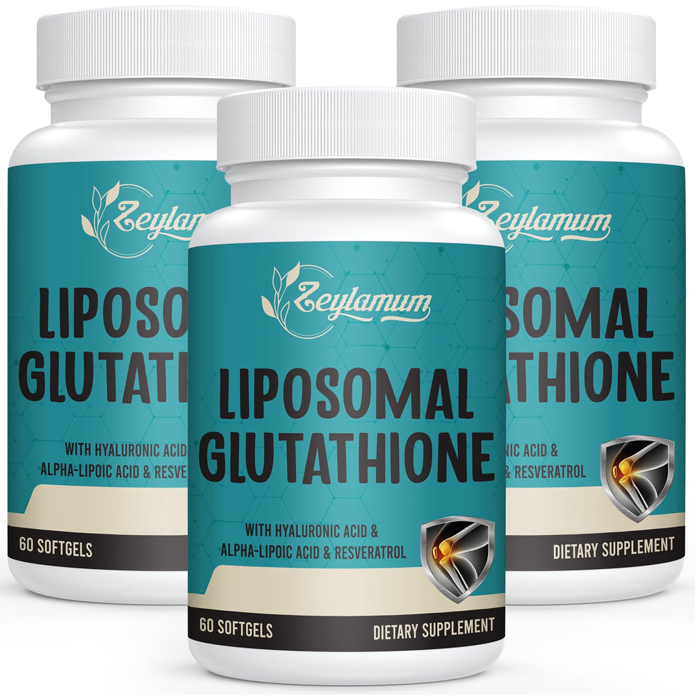 Zeylamum 2400mg liposomal glutathione softgels in bottle for daily antioxidant support