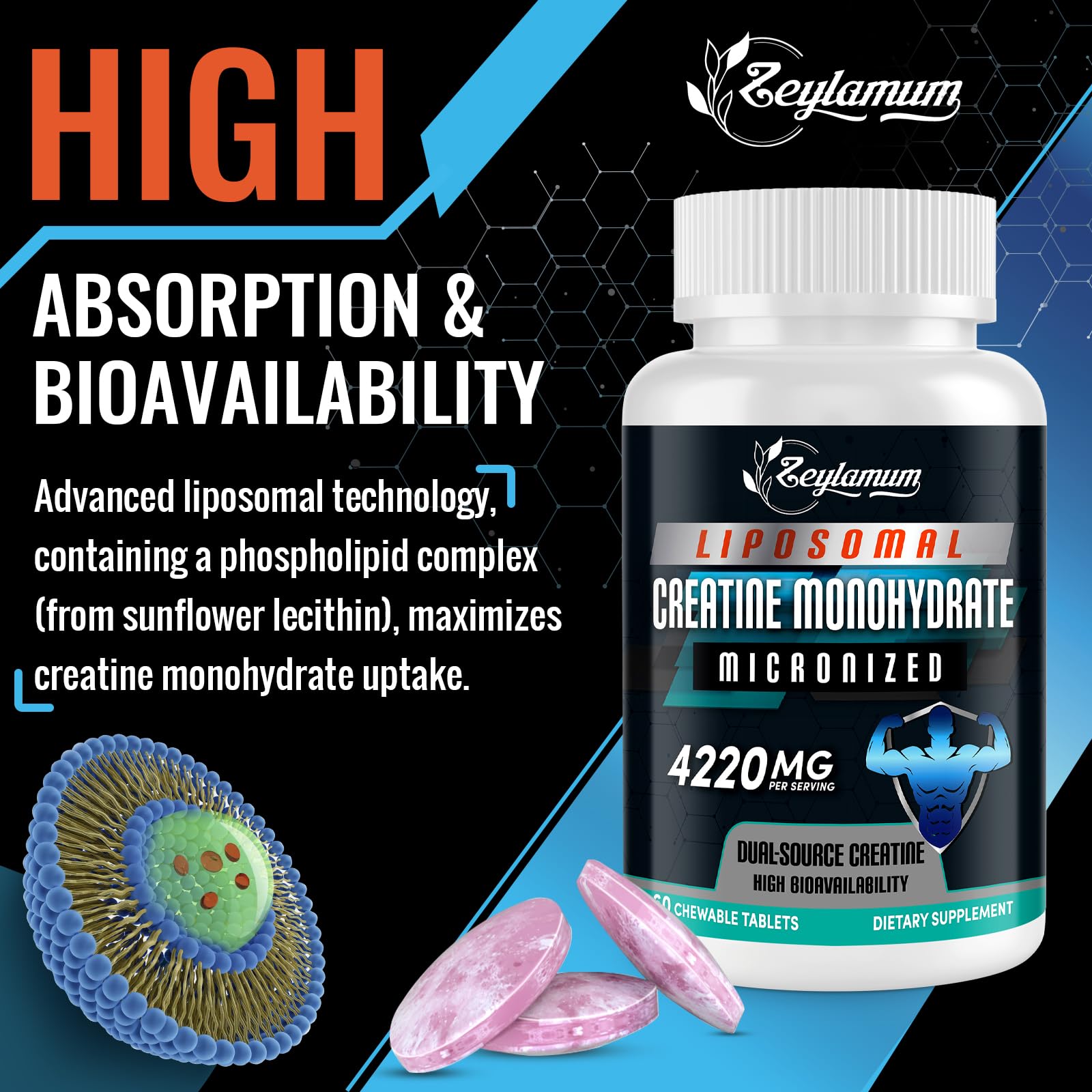 Zeylamum chewable tablet held in hand, showing easy, mess-free intake.